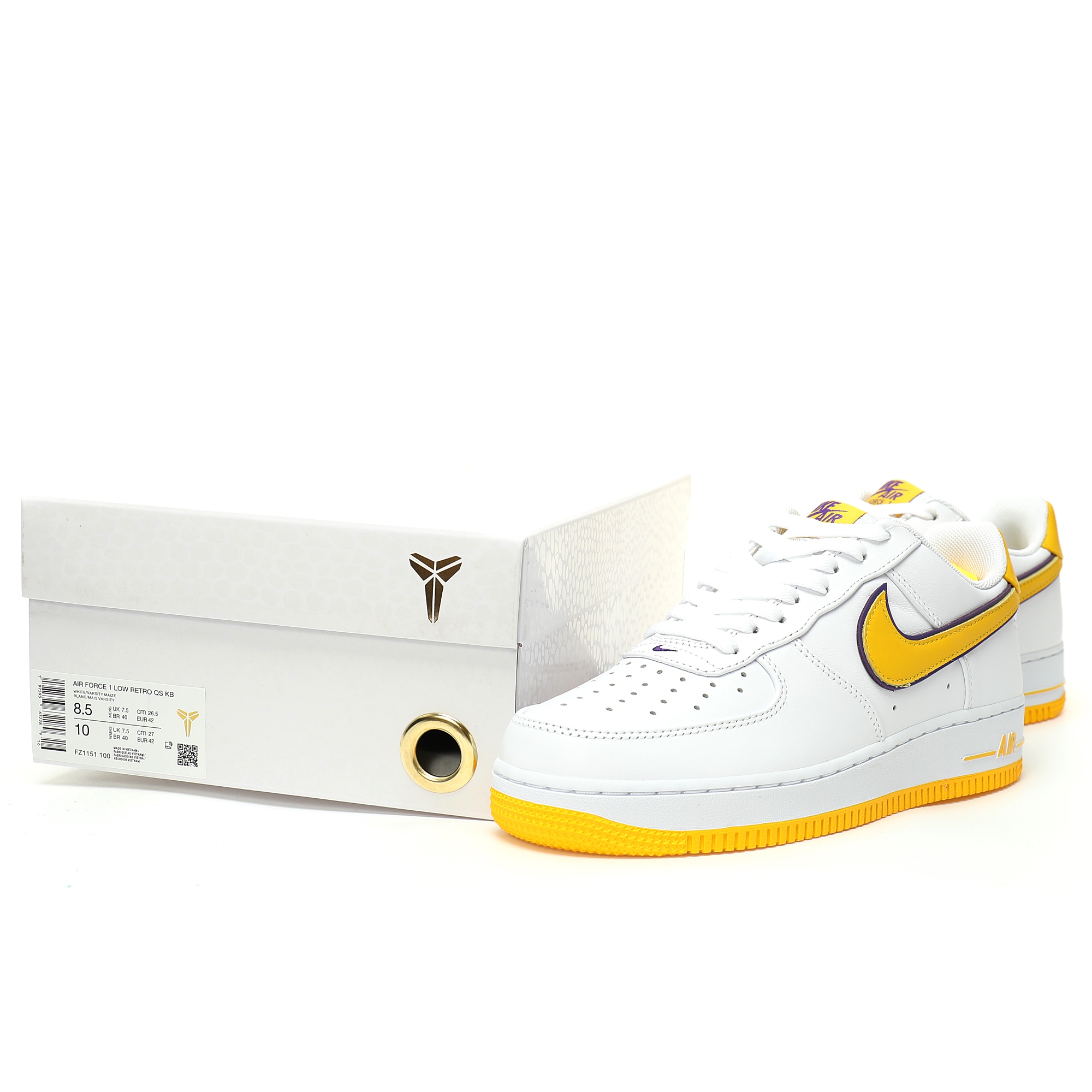 (About 80% ARR)  Nike Air Force 1 Low Retro QS Kobe Bryant Lakers Home FZ1151-100