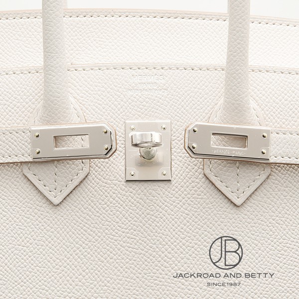 Birkin 25 Serie Outer Stitching Gripearl Light Grey White