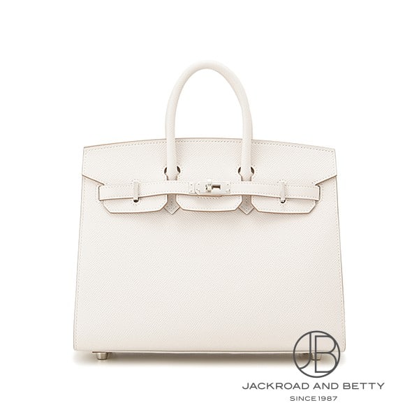 Birkin 25 Serie Outer Stitching Gripearl Light Grey White